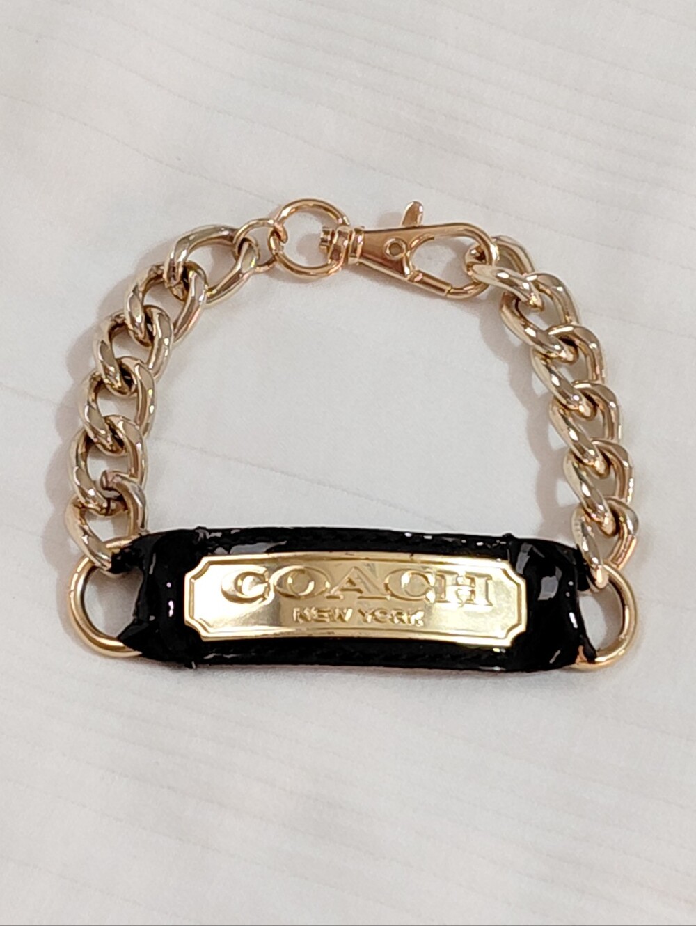 Coach Gold Brown Leather Bracelet